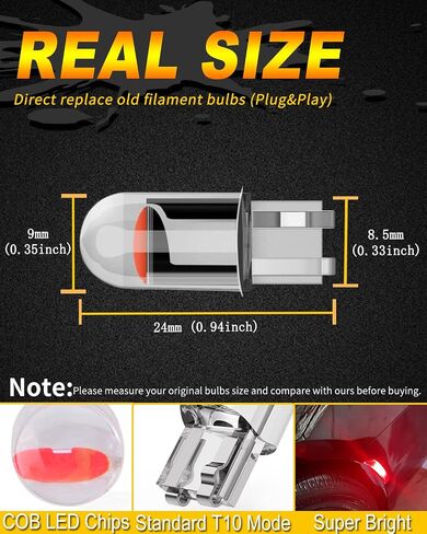 قاسم T3-1/4 لمبات قاعدة إسفين 2825 194 LED لمبة إضاءة السيارة فائقة السطوع T3.25 تحديث إسفين مصغر للسيارة/الدراجة النارية قبة داخلية/خريطة/لوحة ترخيص أضواء 12 فولت تيار مستمر (عبوة من 25، زيون أبيض) in Kuwait