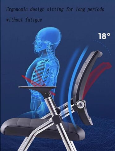 Buokaiw Folding Office Chair with Wheels,Conference Training Chairs,Portable Padded Office Chairs.Bouncy Backrest,Flip-Up Armrest.for Livingroom,Office,Conference,Black in Saudi Arabia