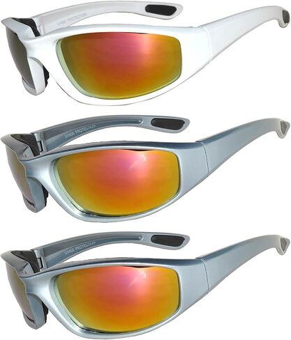 OWL 3 Pack Motorcycle Riding Glasses, Padded Sport Sunglasses, Assorted Colors for Men and Women in Kuwait