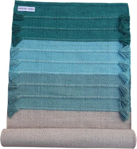 Jaipur Art & Rugs Cotton Yoga Rug - Eco-Friendly Hand-Woven Thick Mat (24"x72"x5mm) for Everyday Fitness at Home - Comfortable & Extra-Long in Saudi Arabia