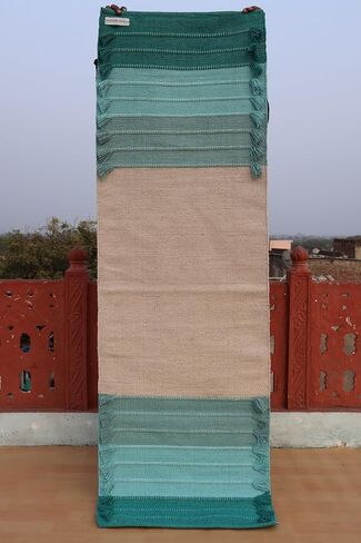 Jaipur Art & Rugs Cotton Yoga Rug - Eco-Friendly Hand-Woven Thick Mat (24"x72"x5mm) for Everyday Fitness at Home - Comfortable & Extra-Long in Saudi Arabia