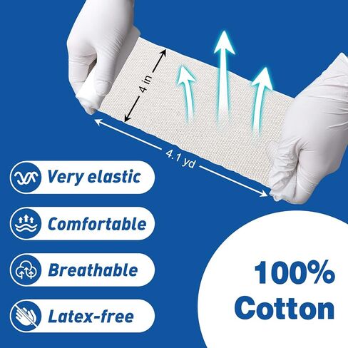 AZEN 12 Pack Gauze Rolls Bandages, 4 in x 4.1 Yards, Premium Medical Supplies & First Aid Supplies, Bandage Wrap Vet Wrap, Mummy Wraps in Saudi Arabia