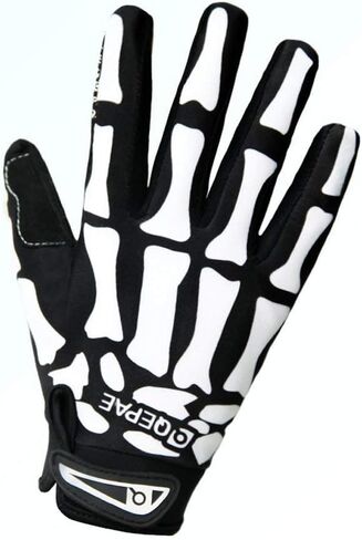 QEPAE® Unisex Breathable Cycling Full Finger Gloves Non-Slip Auto Racing Gloves for Biking Running Sporting Weightlifting Hunting Training - Skeleton Pattern - L in Saudi Arabia