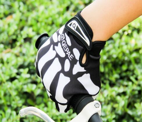 QEPAE® Unisex Breathable Cycling Full Finger Gloves Non-Slip Auto Racing Gloves for Biking Running Sporting Weightlifting Hunting Training - Skeleton Pattern - L in Saudi Arabia