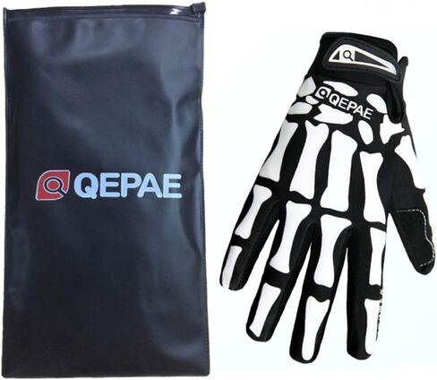 QEPAE® Unisex Breathable Cycling Full Finger Gloves Non-Slip Auto Racing Gloves for Biking Running Sporting Weightlifting Hunting Training - Skeleton Pattern - L in Saudi Arabia