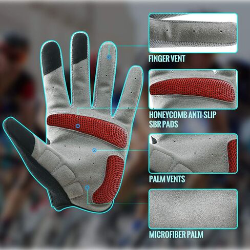 B-Forest Cycling Gloves/Bike Gloves Full Finger Road Bicycle Gloves for Men and Women Mountain Riding Gloves– Anti-Slip 5mm Gel Pad Shock-Absorbing MTB Motorcycle Gloves in Kuwait