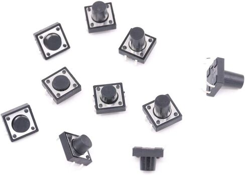 Hilitchi 200Pcs 10 Values 4 Pins 12 x 12mm Tactile Push Button Switch Micro Momentary Tact Assortment Kit in Saudi Arabia