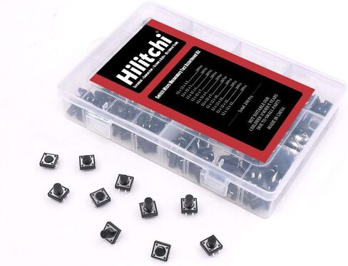 Hilitchi 200Pcs 10 Values 4 Pins 12 x 12mm Tactile Push Button Switch Micro Momentary Tact Assortment Kit in Saudi Arabia