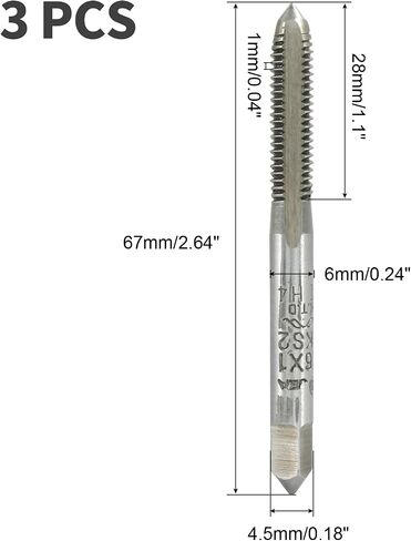 3 قطع من Unlorspy M6 X 1.0 مم صنبور خيط متري، صنبور خيط فلوت مستقيم من الفولاذ عالي السرعة للإصلاح in Saudi Arabia