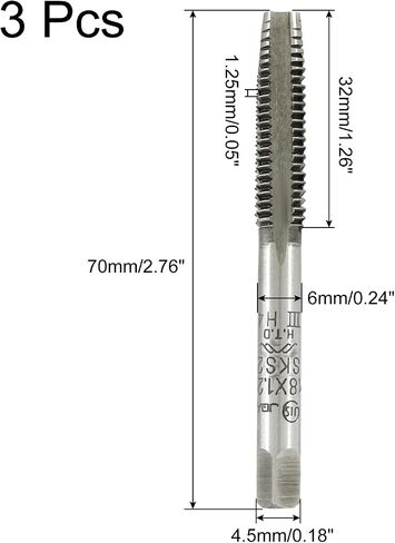 3 قطع من Unlorspy M6 X 1.0 مم صنبور خيط متري، صنبور خيط فلوت مستقيم من الفولاذ عالي السرعة للإصلاح in Saudi Arabia