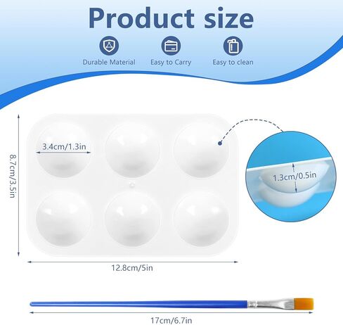 DLOnline 30 Sets White Plastic Watercolor Palette with Paint Brushes, 6 Well Rectangular Paint Palettes, Paint Tray Palettes, Paint Trays for Kids, for Painting, DIY Craft, Art Painting Class in Kuwait