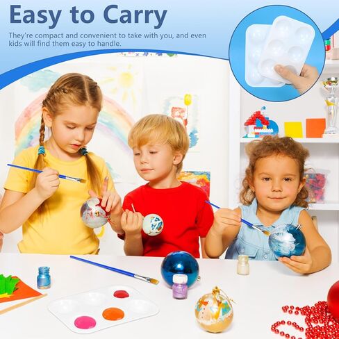 DLOnline 30 Sets White Plastic Watercolor Palette with Paint Brushes, 6 Well Rectangular Paint Palettes, Paint Tray Palettes, Paint Trays for Kids, for Painting, DIY Craft, Art Painting Class in Kuwait