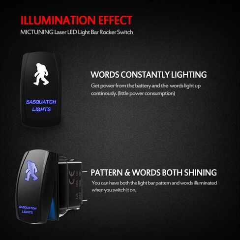 مفتاح تشغيل وإيقاف ليزر MicTuning ACSSB مع سلك توصيل، 5 دبابيس، 20 أمبير، 12 فولت، مصابيح LED، ضوء ساسكواتش، أزرق in Saudi Arabia