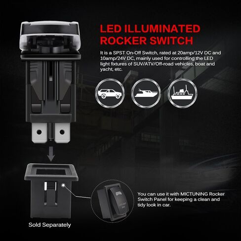 مفتاح تشغيل وإيقاف ليزر MicTuning ACSSB مع سلك توصيل، 5 دبابيس، 20 أمبير، 12 فولت، مصابيح LED، ضوء ساسكواتش، أزرق in Saudi Arabia