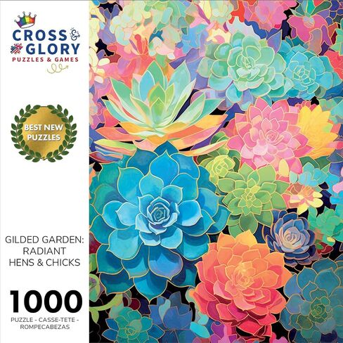 Gilded Garden: Succulent Plants - Eco-Friendly 1000 Piece Jigsaw Puzzle for Adults - Premium Quality, Vibrant Colors, Best Puzzle Challenge from Cross & Glory in Saudi Arabia