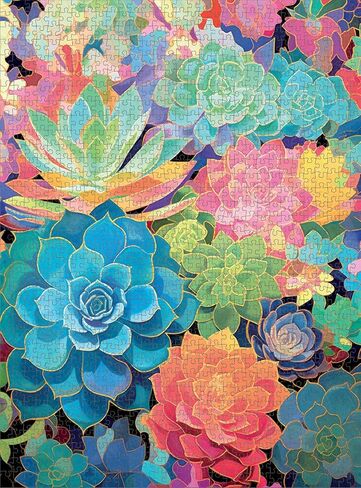 Gilded Garden: Succulent Plants - Eco-Friendly 1000 Piece Jigsaw Puzzle for Adults - Premium Quality, Vibrant Colors, Best Puzzle Challenge from Cross & Glory in Saudi Arabia