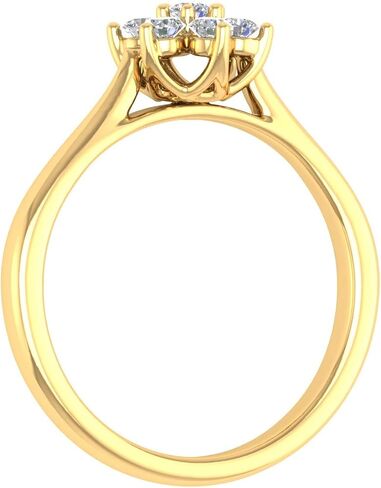 FINEROCK 1/4 Carat Flower Shaped Cluster Prong Set Diamond Ring Band in 10K Solid Gold Mothers Day Special in Saudi Arabia