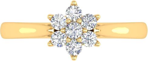 FINEROCK 1/4 Carat Flower Shaped Cluster Prong Set Diamond Ring Band in 10K Solid Gold Mothers Day Special in Saudi Arabia
