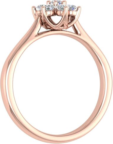 FINEROCK 1/4 Carat Flower Shaped Cluster Prong Set Diamond Ring Band in 10K Solid Gold Mothers Day Special in Saudi Arabia