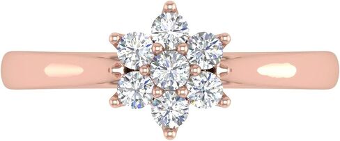 FINEROCK 1/4 Carat Flower Shaped Cluster Prong Set Diamond Ring Band in 10K Solid Gold Mothers Day Special in Saudi Arabia