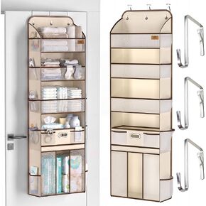 منظم فوق الباب مع مساحة تخزين كبيرة للحفاضات ونافذة شبكية، لأساسيات الأطفال وغرف الأطفال، مساحة تخزين معلقة بوزن 55 رطلًا للخزانة والحمام وغرفة النوم والنوم - 12 جيبًا in Kuwait