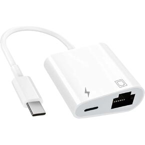 محول شبكة إيثرنت من النوع C إلى RJ45، موصل LAN محمول 2 في 1 USB C إلى RJ45 مع منفذ شحن، متوافق مع أجهزة USB C in Kuwait