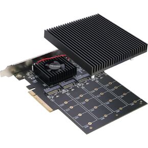 محول Quad NVMe PCIe، بطاقة RIITOP PCIe 3.0 x8 إلى 4X NVMe SSD لـ M.2 (مفتاح M) SSD 2280/2260/2242/2230 (متوافق مع اللوحة الأم غير المتشعبة) in Kuwait