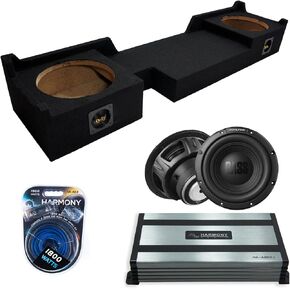 Harmony Audio Alpine Compatible with 2004-2008 Ford F150 Super Crew Extended Cab W10S4 Dual 10" Subwoofer 500W Loaded Sealed Sub Box Enclosure Bundle | HA-A800.1 800W Amplifier, 4GA Amp Wiring Kit in Saudi Arabia