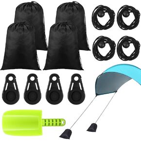 Beach Shade Accessories Beach No Wind Sun Canopy Assist Kit Sandbags Elastic Rope Tent Clip Sand Shovel Help Fixed Tent in Calm Weather (Canopy Not Included) in Kuwait