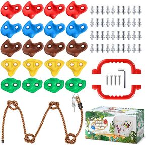 TOPNEW 25PCS Rock Climbing Holds for Kids, Large Climbing Holds for Play Set, Swingset - Adult Rock Wall Holds with Mounting Hardware for Indoor Outdoor Rock Climbing Wall in Saudi Arabia
