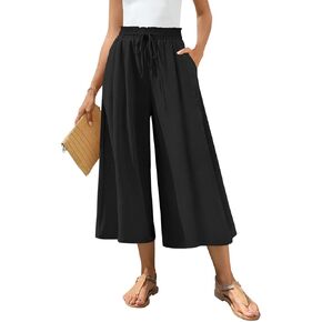 Bestbee Womens Capri Palazzo Pants Dressy Casual Wide Leg Pants Business Slacks with Pockets in Saudi Arabia