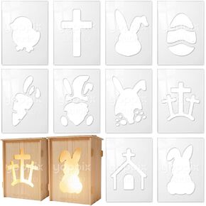 مجموعة قوالب توجيه أكريليك YOPPIX مكونة من 10 قطع - استنسل النجارة مقاس 8 × 5.5 بوصة مع أنماط هدايا شجرة عيد الميلاد، قوالب أكريليك شفافة بسمك 5 مم للحرف اليدوية وديكورات العطلات in Kuwait