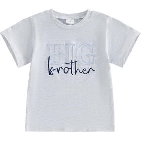 Toddler Boy Girls Clothes Sibling Matching T-Shirts Big Brother/Sister Letter Embroidered Short Sleeve Shirt Tops in Kuwait