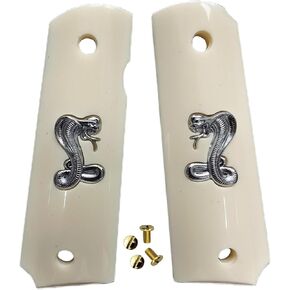 1911 Grips Full Size,White Pearl,Black Pearl,Bonded Ivory,Silver Gold Metal King Cobra,Brown Pearl,Fits Colt,Kimber,Springfield,Remington,Rock Island,Government Commander Models in Saudi Arabia