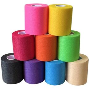 9 عبوات من شريط رياضي ملفوف مسبقًا، 2.75 بوصة × 12 ياردة، شريط رياضي متعدد الألوان لكرة القدم للشعر، شريط رياضي مسبق الالتفاف، شريط لاصق سفلي مسبق اللف للكاحل والمعصمين واليدين والركبتين والمرفقين in Kuwait