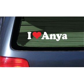 ملصق من الفينيل I Love Anya - ملصق للكمبيوتر المحمول بأحرف بيضاء مع قلب أحمر in Kuwait