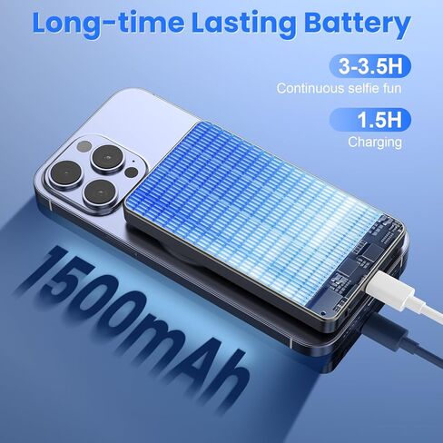 شاشة سيلفي مغناطيسية، شاشة مراقبة سيلفي iPhone مع جهاز تحكم عن بعد بلوتوث، انعكاس لاسلكي للكاميرا الخلفية TikTok Live No Delay Gray، متوافقة مع iPhone وAndroid in Saudi Arabia