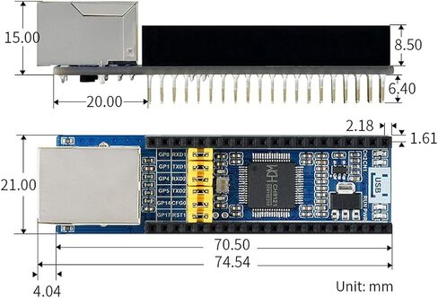 محول إيثرنت إلى UART لسلسلة Raspberry Pi Pico، 2-CH UART، 10/100M Ethernet، نقل بيانات شفاف ثنائي الاتجاه in Saudi Arabia