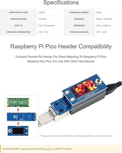 محول إيثرنت إلى UART لسلسلة Raspberry Pi Pico، 2-CH UART، 10/100M Ethernet، نقل بيانات شفاف ثنائي الاتجاه in Saudi Arabia