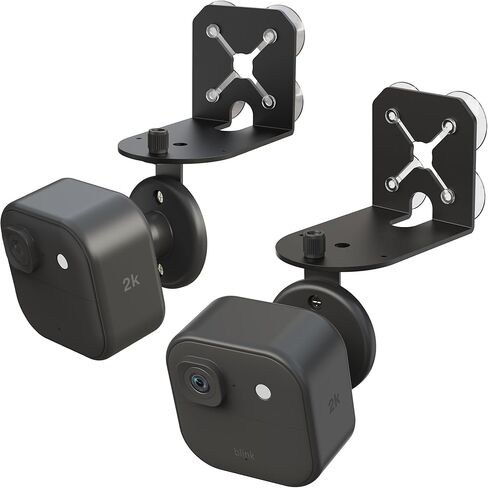 حامل كاميرا معدني 2 في 1 لجهاز Blink Outdoor 4 & Blink Mini، (2026 ترقية شفط كبير مع دعامة قابلة للتعديل 360 درجة، شفط النافذة أو حامل الحائط اللولبي، شديد التحمل، أسود (عبوتان) in Kuwait