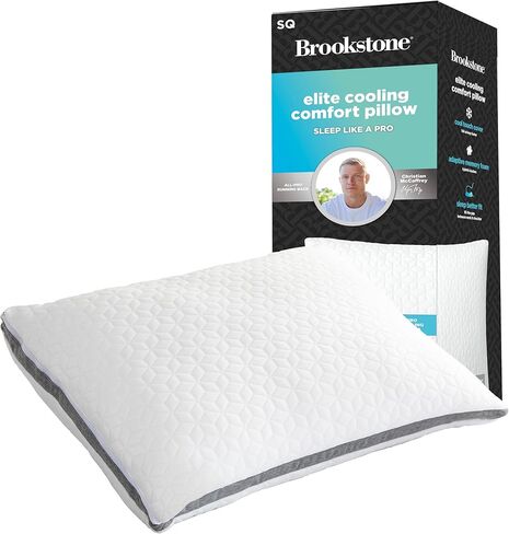 وسادة Brookstone Elite مزدوجة الراحة من إسفنج الذاكرة للتبريد - تصميم هجين مبتكر، إسفنج BioSense متكيف، غطاء رائع الملمس لنوم أسرع، يسهل العناية به ويمكن غسله في الغسالة، 68.58 سم × 50.8 سم - أبيض in Kuwait