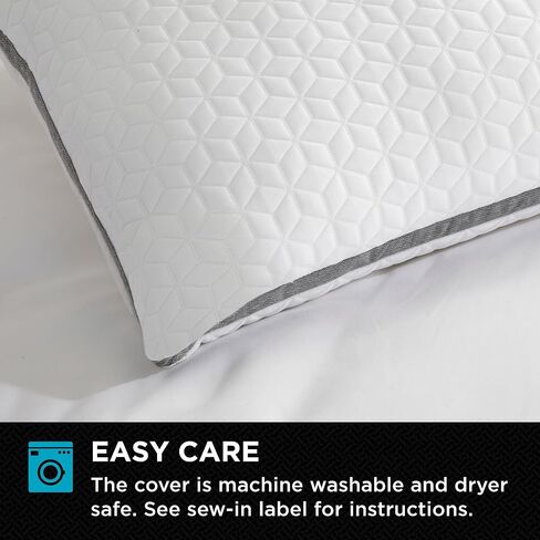 وسادة Brookstone Elite مزدوجة الراحة من إسفنج الذاكرة للتبريد - تصميم هجين مبتكر، إسفنج BioSense متكيف، غطاء رائع الملمس لنوم أسرع، يسهل العناية به ويمكن غسله في الغسالة، 68.58 سم × 50.8 سم - أبيض in Kuwait