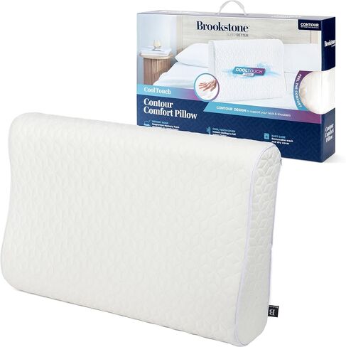 وسادة Brookstone Elite مزدوجة الراحة من إسفنج الذاكرة للتبريد - تصميم هجين مبتكر، إسفنج BioSense متكيف، غطاء رائع الملمس لنوم أسرع، يسهل العناية به ويمكن غسله في الغسالة، 68.58 سم × 50.8 سم - أبيض in Kuwait