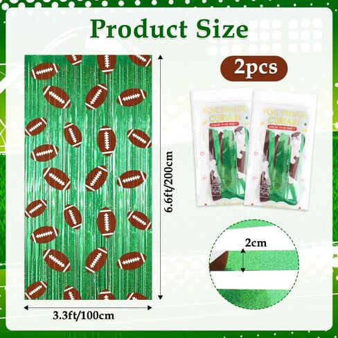 Football Party Decorations, 2 Pack Football Foil Fringe Curtain Streamers, 3.3 x 6.6 FT Glitter Metallic Tinsel Backdrop for Football Birthday Party Decorations Sports Themed Background Photo Props in Saudi Arabia