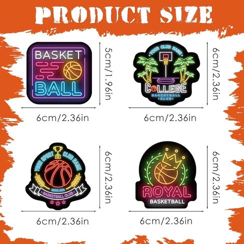 Basketball Sports Neon Stickers - 50 Pcs Waterproof Vinyl Decals Bulk for Kids Adults Men Boys March Madness Birthday Party Favors Gift Decorations for Kindle Laptop Water Bottle Skateboard in Saudi Arabia