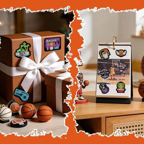Basketball Sports Neon Stickers - 50 Pcs Waterproof Vinyl Decals Bulk for Kids Adults Men Boys March Madness Birthday Party Favors Gift Decorations for Kindle Laptop Water Bottle Skateboard in Saudi Arabia