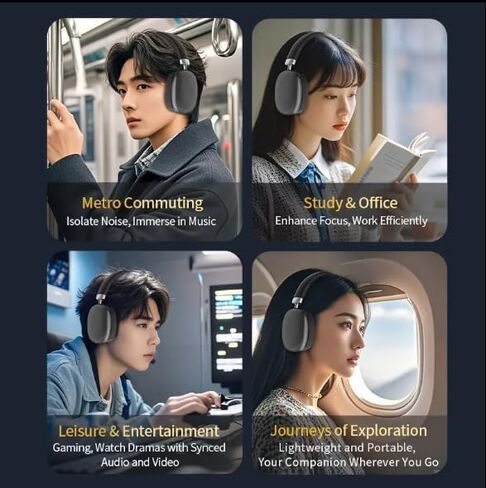 Wireless Headphones Over-Ear Bluetooth Adjustable 42 Hours of Listening Time Volume Control, Fitting in Gaming/Running/Sports Headphones for iPhone/Android/Samsung in Saudi Arabia