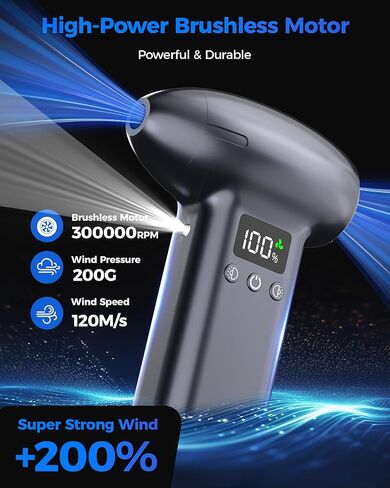 Upgraded Compressed Air Duster-300000RPM Ultra-Powerful Brushless Motor Electric Air Duster 30W Fast Charging &4 Light Modes,Rechargeable 3-Gear Adjustable Cordless Blower for PC,Keyboard,Car,Outdoor in Saudi Arabia