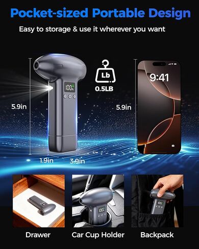 Upgraded Compressed Air Duster-300000RPM Ultra-Powerful Brushless Motor Electric Air Duster 30W Fast Charging &4 Light Modes,Rechargeable 3-Gear Adjustable Cordless Blower for PC,Keyboard,Car,Outdoor in Saudi Arabia