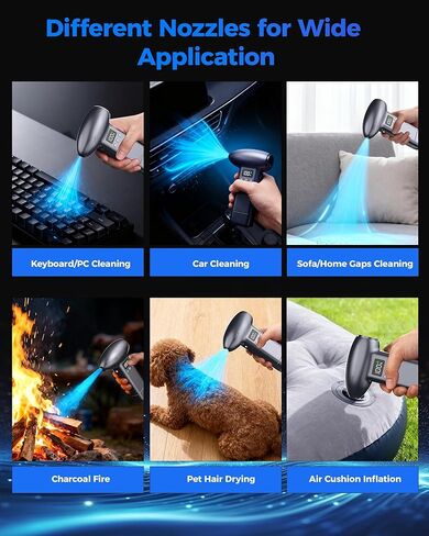 Upgraded Compressed Air Duster-300000RPM Ultra-Powerful Brushless Motor Electric Air Duster 30W Fast Charging &4 Light Modes,Rechargeable 3-Gear Adjustable Cordless Blower for PC,Keyboard,Car,Outdoor in Saudi Arabia